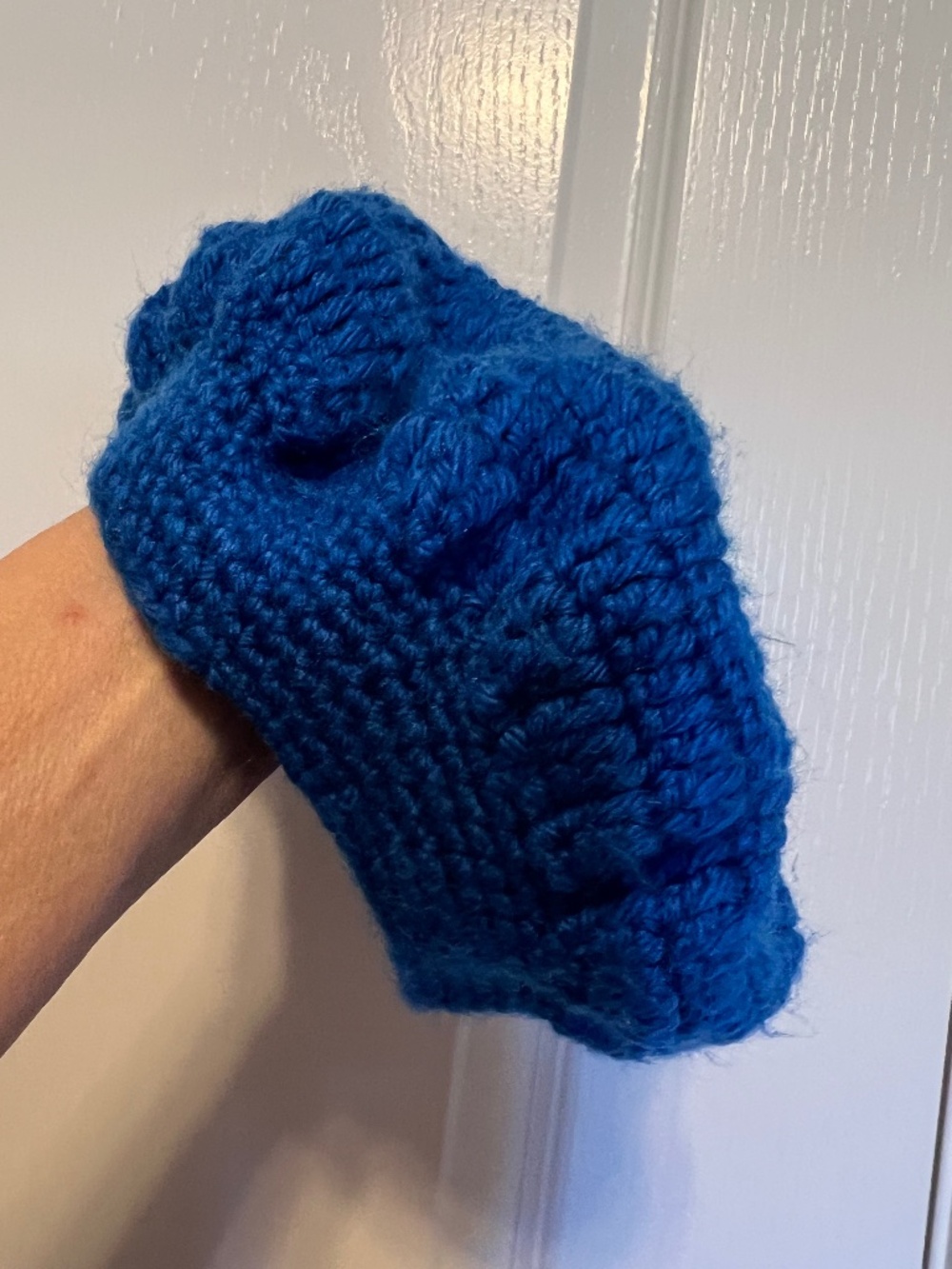 Women's Royal Blue Handmade Crocheted Soft Fuzzy Beret